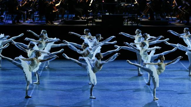 The Australian Ballet in performance at Margaret Court Arena in Melbourne. The Summertime at the Ballet performance was live-streamed to an at-home audience. Picture: Jeff Busby