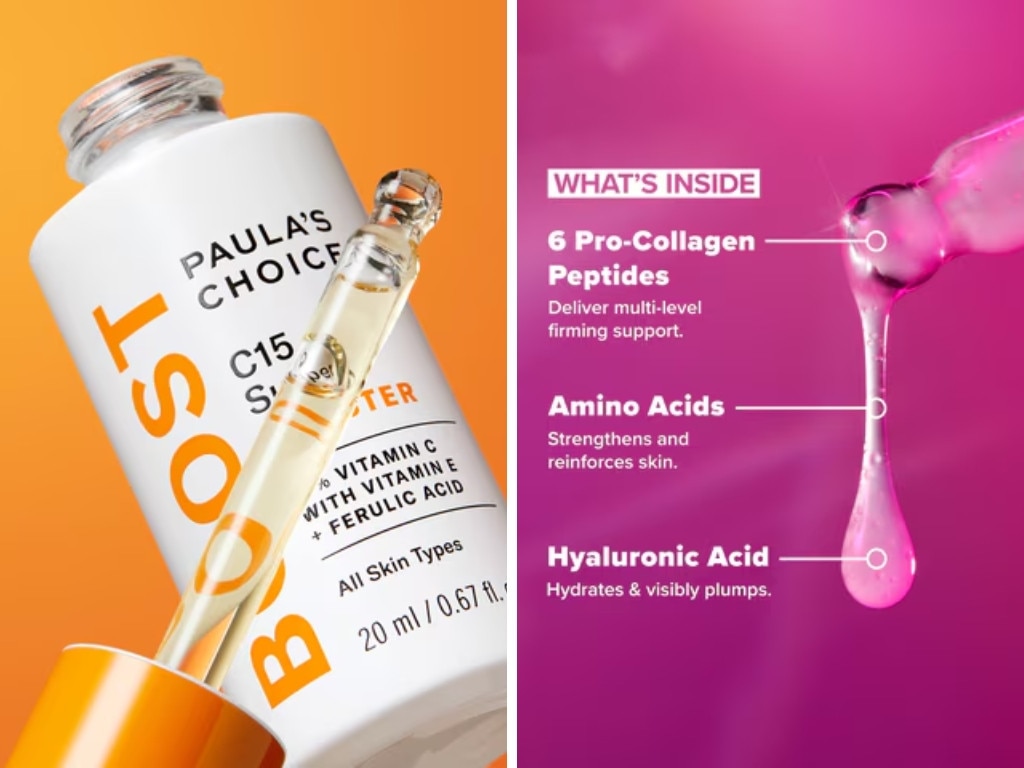 The C15 Super Booster and Pro-Collagen Multi-Peptide Booster are two bestsellers. Picture: Paula's Choice.