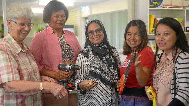 Dawn Hay, Theresa Stanke, Neeta Ferdous, Supaporn Sangkhako and Dev Kumari Shrestha at CQMA. Picture: Jann Houley