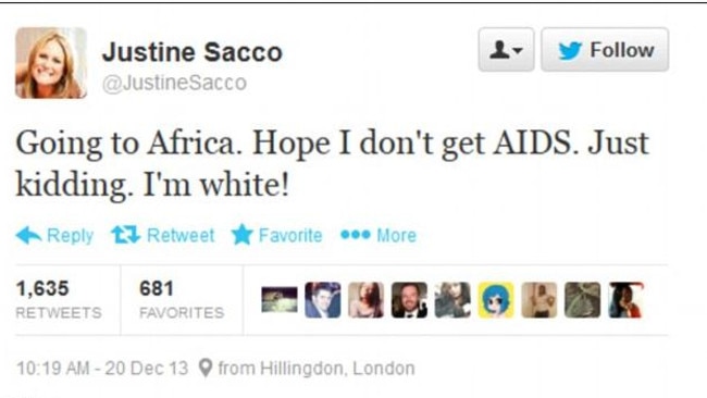 Justine Sacco’s tweet blew up on Twitter.