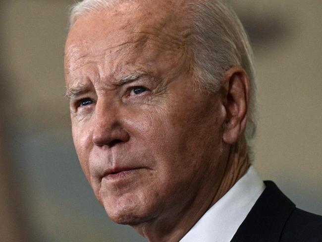 US President Joe Biden speaks during a press conference after meeting with Chinese President Xi Jinping during the Asia-Pacific Economic Cooperation (APEC) Leaders' week in Woodside, California on November 15, 2023. US President Joe Biden and Chinese President Xi Jinping shook hands and pledged to steer their countries away from conflict on November 15, 2023, as they met for the first time in a year at a high-stakes summit in California. (Photo by Brendan SMIALOWSKI / AFP)