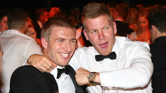 Mates Jack and Hannebery let their hair down at the 2015 Brownlow. Picture: Colleen Petch