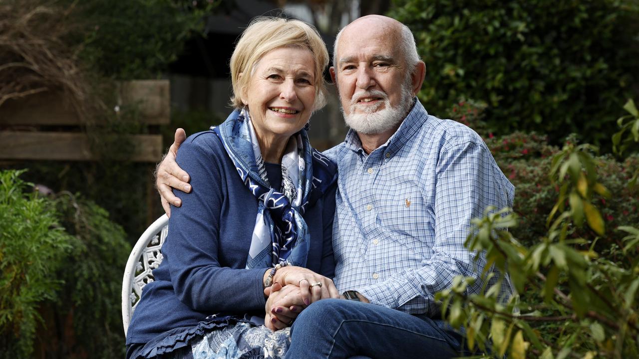 Ms Pittman and husband, Mr Pittman, who said Ms Wilson has also supported him throughout his wife’s cancer journey. Picture: Jonathan Ng