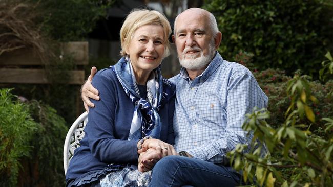 Ms Pittman and husband, Mr Pittman, who said Ms Wilson has also supported him throughout his wife’s cancer journey. Picture: Jonathan Ng