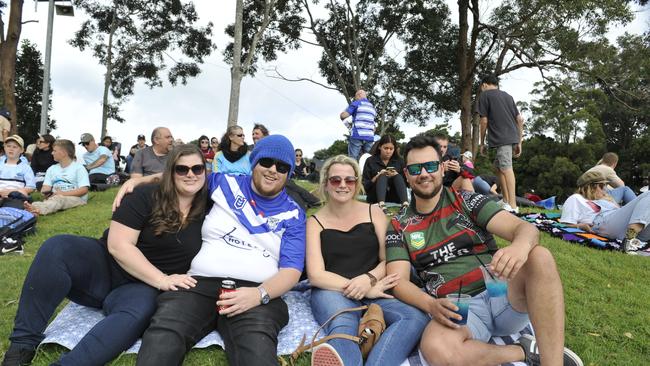 Coffs Coast league fans enjoy the atmosphere at the Cronulla Sharks v Gold Coast Titans match at C.ex Stadium Coffs Harbour. Photo: Tim Jarrett