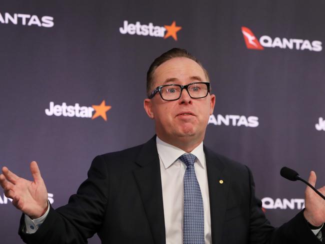 SYDNEY, AUSTRALIA - AUGUST 25: Qantas Group Chief Executive Officer Alan Joyce speaks during a press conference on August 25, 2022 in Sydney, Australia. Qantas Group Chief Executive Officer Alan Joyce was joined by Chief Financial Officer Vanessa Hudson during the Qantas Group full-year results announcement. Qantas has posted a loss of $1.86 billion for the 2022 financial year. (Photo by Lisa Maree Williams/Getty Images)