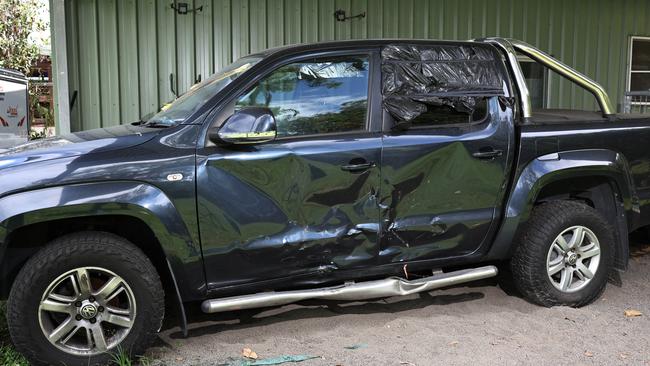 The damage to her Volkswagen Amarok utility has been quoted at over $25,000 to repair. Picture: Brendan Radke