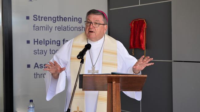 Bishop Michael McCarthy blessing the new CentacareCQ Mackay building at a special ceremony on Wednesday, February 3, 2021. Picture: Heidi Petith