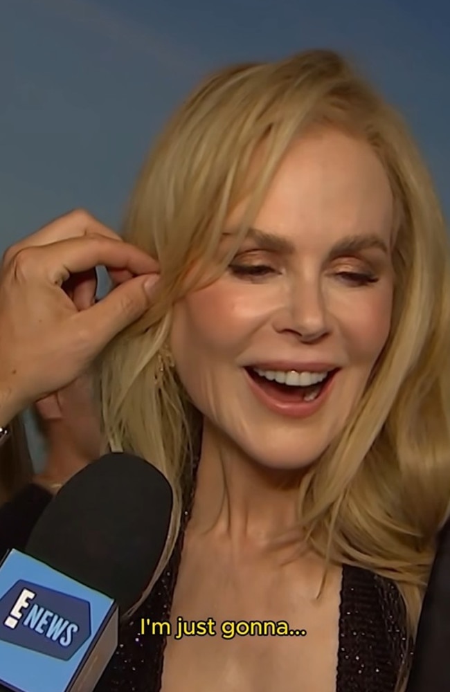 Kidman was forced to pause the interview as the journalist attempted to remove the bug from her hair. Picture: Facebook