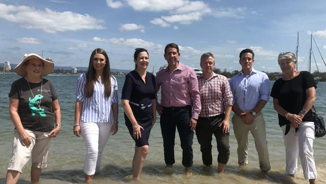 Lois Levy from Gecko, Meaghan Scanlon member for Gaven, Premier Annastacia Palaszczuk, State Development Minister Cameron Dick, Council Planning Committee Chair Cameron Caldwell, Village Road Show CEO Clark Kirby, Friends of Federation Walk President Lyn Wright.