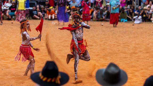 A Yolngu dancers at Bungul during Garma Festival 2022 at Gulkula on July 29, 2022 in East Arnhem, Australia. Picture: Tamati Smith/Getty Images