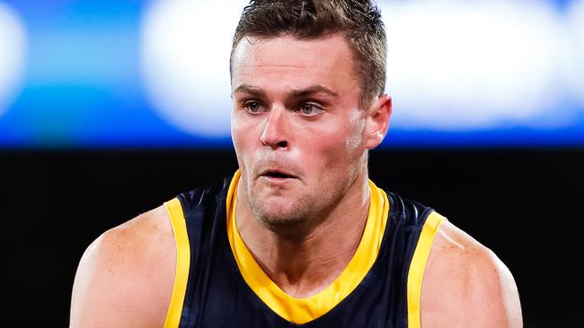 ADELAIDE, AUSTRALIA - JULY 20: Brad Crouch of the Crows runs with the ball during the round 7 AFL match between the Adelaide Crows and the St Kilda Saints at Adelaide Oval on July 20, 2020 in Adelaide, Australia. (Photo by Daniel Kalisz/Getty Images)