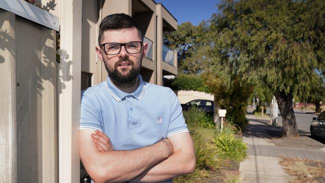 Jamie Bennie outside his home in Sturt. He is calling on the government to have new incentives for police recruits in the budget. Picture: Dean Martin.