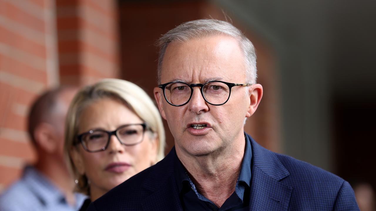 Labor leader Anthony Albanese spoke to reporters in Cairns. Picture: Toby Zerna