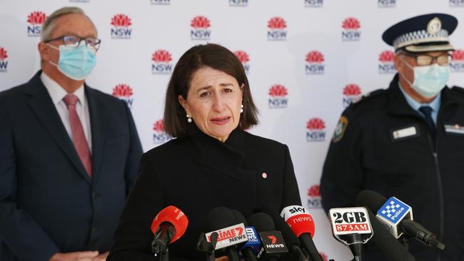 Premier Gladys Berejiklian speaks during yesterday’s COVID-19 update.