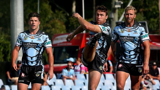 NRL trial game. Sharks V Manly at Shark Park. Chad Townsend, James Maloney and Matt Prior.