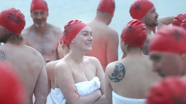 Dark Mofo 2023 Nude Solstice Swim at Long Beach Sandy Bay. Picture: Nikki Davis-Jones