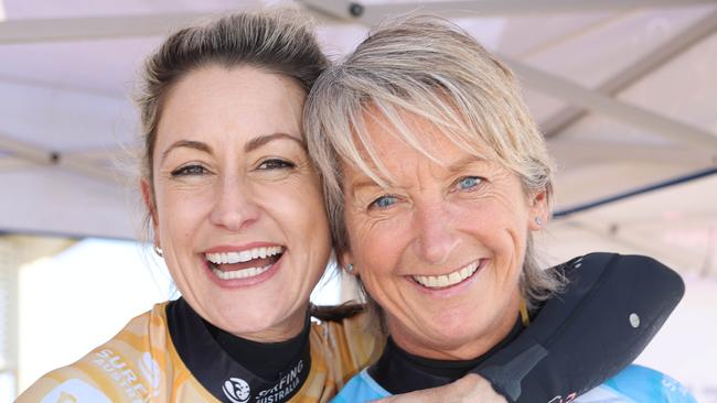 Liz Cantor and Layne Beachley at Seas The Day Womens Surf Festival at Kingscliff for Gold Coast at Large. Picture, Portia Large.