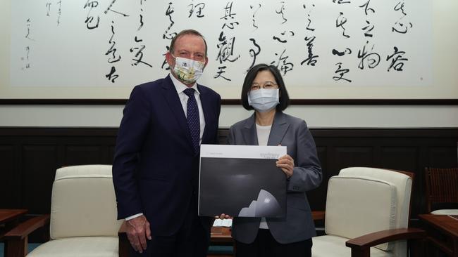 Tony Abbott with Taiwanese President Tsai Ing-wen in Taipei last week.