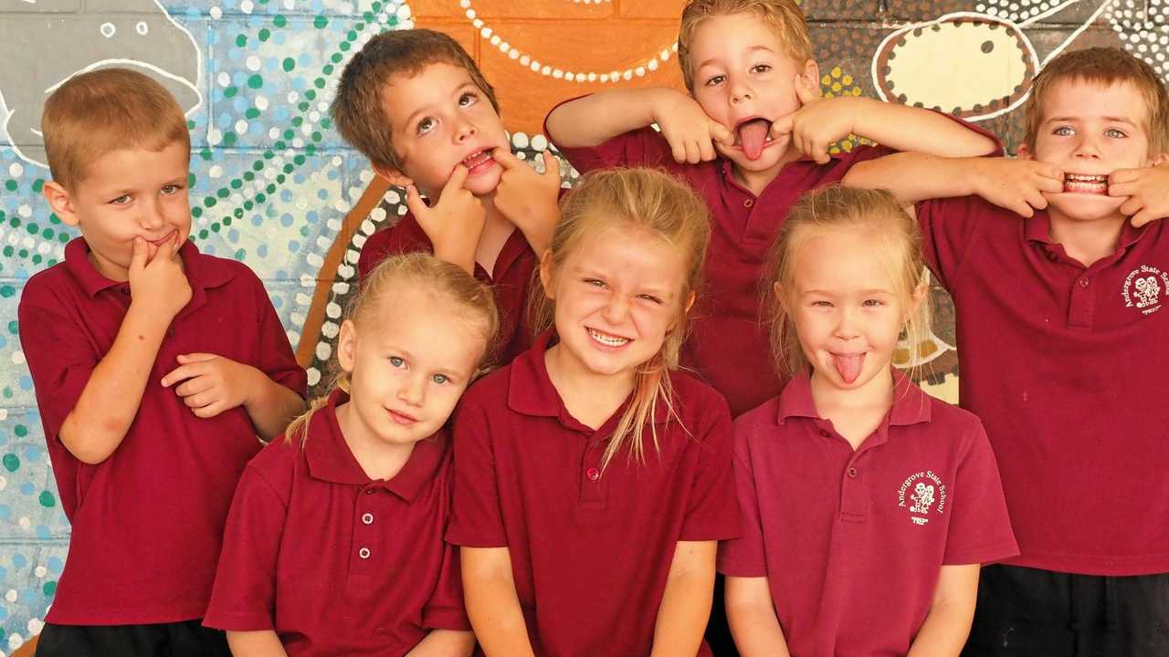 Andergrove SS Prep 1R have a play during their class photos. Picture: Marty Strecker Photography