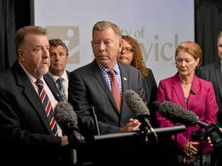 Councillors addressing media at a press conference after revealing they will take the State Government to court. Picture: Cordell Richardson