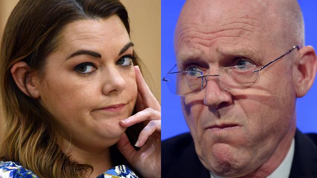 Greens Senator Sarah Hanson-Young, left, and Liberal Democrats senator David Leyonhjelm. Picture: AAP