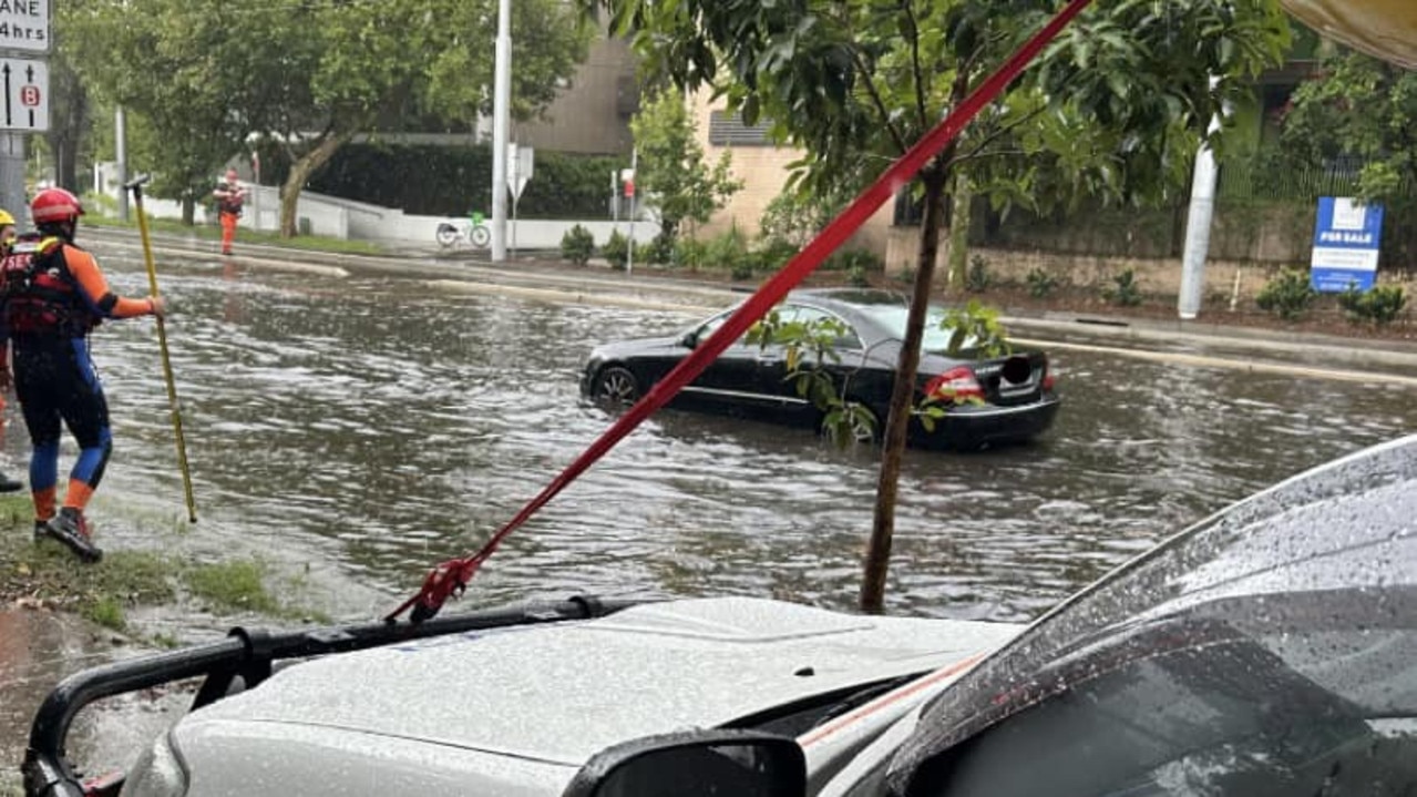 NSW SES Flood Rescue Team with a flood rescue on Anzac Parade in Kensington. Picture: Supplied