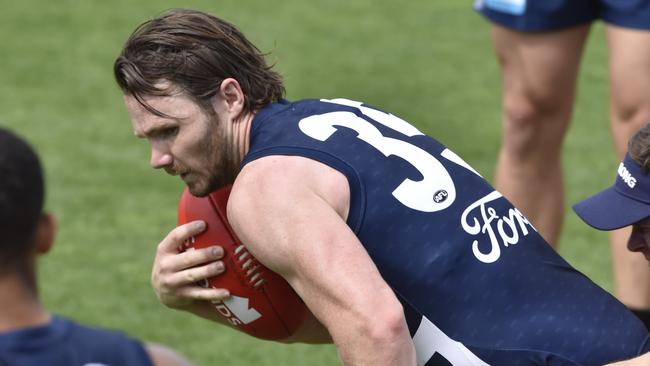 Patrick Dangerfield. Geelong Cats training at Deakin Waurn Ponds Campus. Picture: Alan Barber