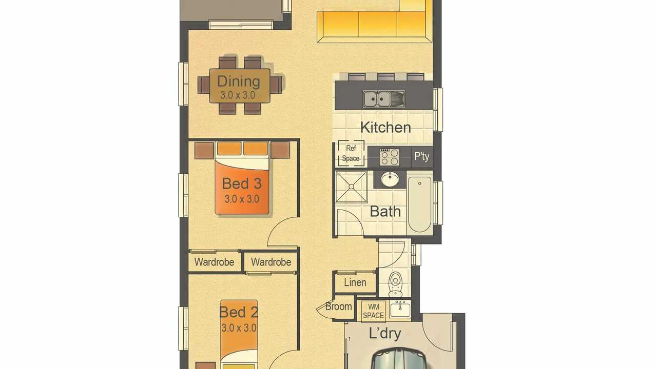 The floor plan of a home on 250m2.