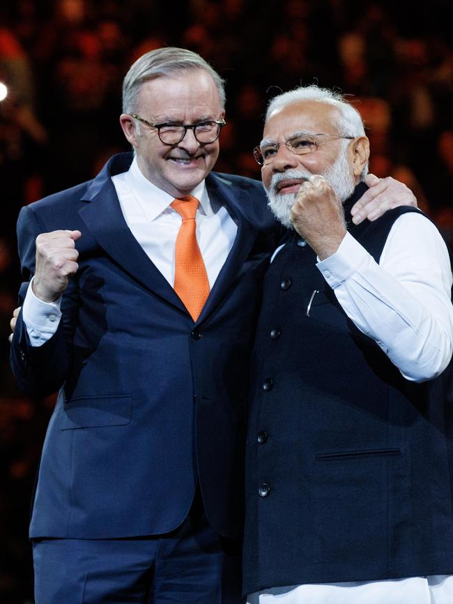 Anthony Albanese with Prime Minister of India Narendra Modi. Picture: NCA NewsWire / David Swift