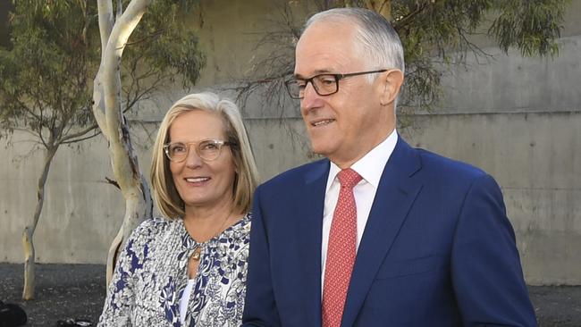 Malcolm and Lucy Turnbull arrive in Canberra this morning for the parliamentary year. Picture: AAP