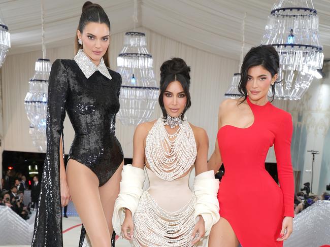 Kendall Jenner, Kim Kardashian and Kylie Jenner attend the 2023 Met Gala. Picture: Kevin Mazur/MG23/Getty Images