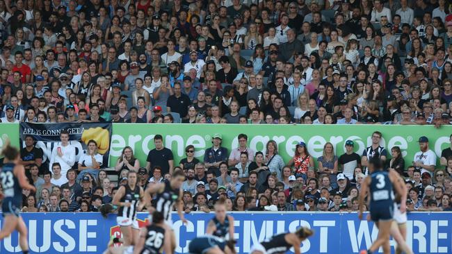 There was a lockout at Ikon Park for the inaugural AFLW clash between Carlton and Collingwood. Picture: Wayne Ludbey