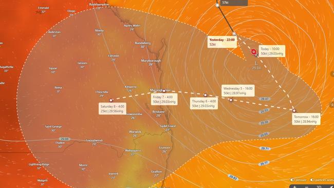 Tropical Cyclone Alfred is expected to cross the southeast Queensland coast at the end of the week. Picture: News Corp