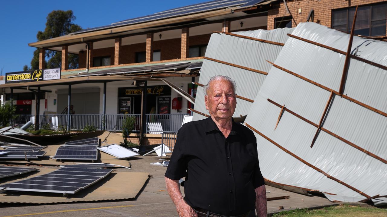 Owner of the Bringelly Village, Domenico Gattellari stands outside his building which has 9 Shop tenants affected by the heavy severe storm that hit Sydney's West overnight. Photo by: NCA Newswire /Gaye Gerard