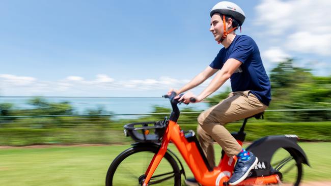 Neuron Mobility’s Richard Hannah on one of the new eBikes. Picture: Che Chorley