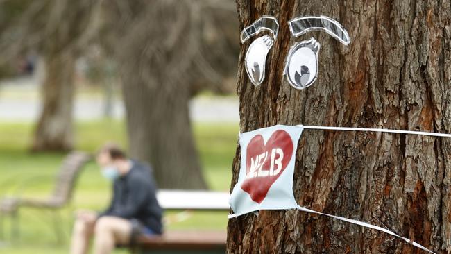 A man enjoy one hour of exercise allowed under stage four restrictions at Albert Park on August 16 in Melbourne. Picture: Getty