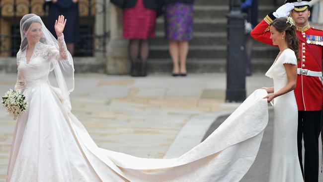 Pippa rose to fame in 2011 as footage of her holding her sister’s wedding gown were beamed across the world. Picture: Pascal Le Segretain/Getty Images