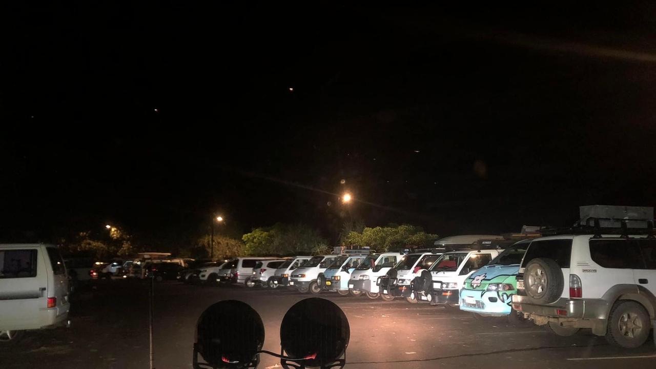 Vans parked in Noosa Woods.