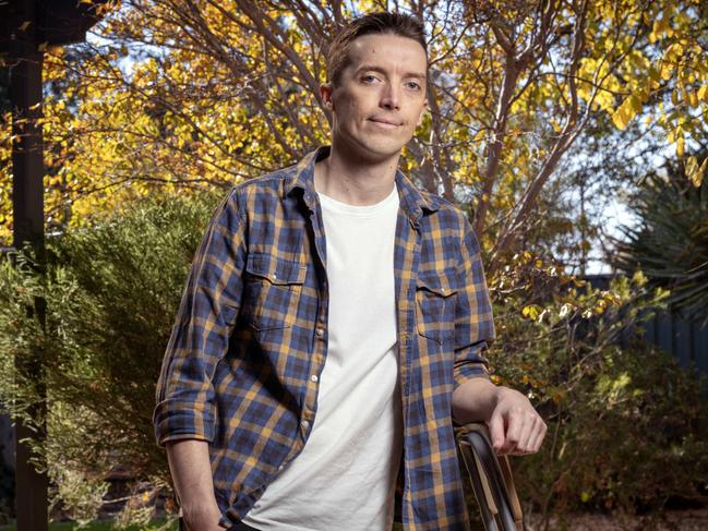 ADELAIDE, SOUTH AUSTRALIA - Advertiser Photos May 24, 2025 - Phillip Mellen at home in Lockleys. Phillip is a 34-year-old with stage four bowel cancer. Picture: Emma Brasier