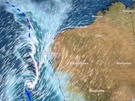 The remnants of Tropical Cyclone Mangga will smash the entire 3000km of Western Australia's coastline. Picture: BOM