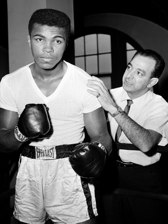 Ali with his trainer Angelo Dundee at City Parks Gym in New York in 1962.