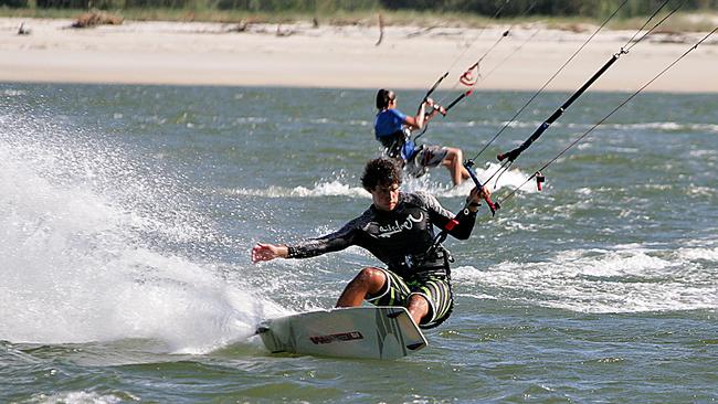 Kite surfers in Pumicestone Passage.