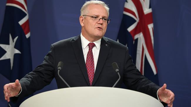 Scott Morrison speaks to media in Sydney. Picture: NCA NewsWire/Joel Carrett