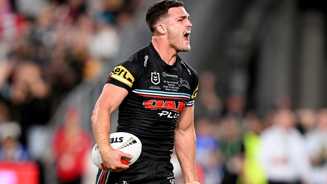 Nathan Cleary is fully fit after hurting his knee in the grand final. Picture: Bradley Kanaris/Getty Images