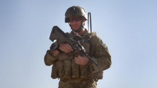 Daniel Keighran on patrol in Afghanistan. Picture: AP Photo/Aust Department of Defence