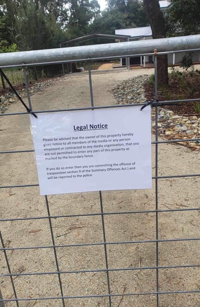 Erin Patterson has issued a stern warning to the media camped outside her Leongatha property, threatening to report journalists should they trespass. Picture: Athos Siriranos