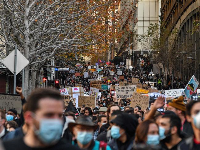 Protesters gather in Sydney last weekend. Picture: AFP