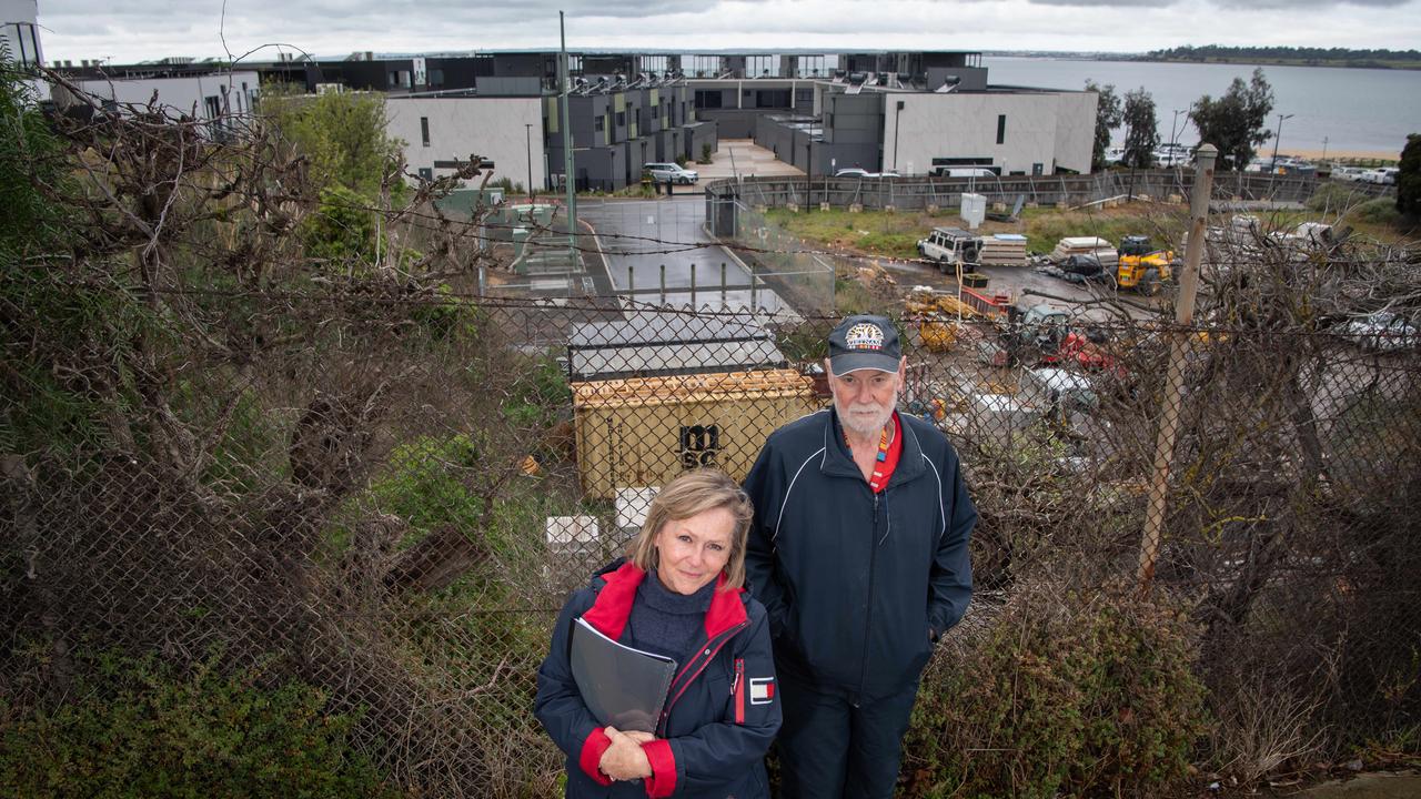 Rippleside residents Julie Hannan-Smith and Peter Jager are among those opposed to the stage five development of Balmoral Quay. Picture: Brad Fleet.