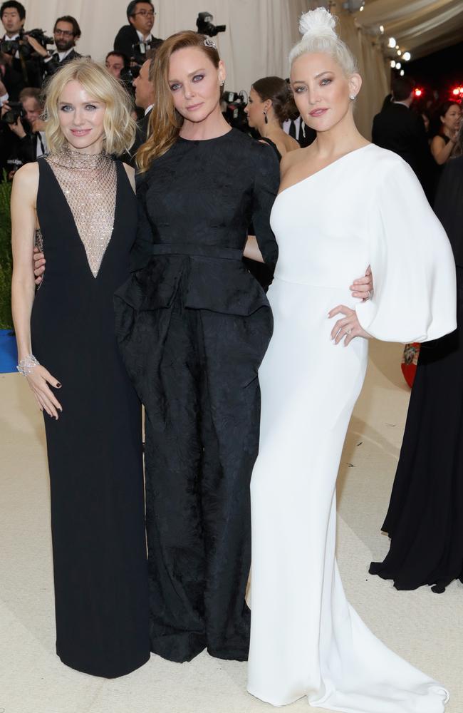 Naomi Watts with Stella McCartney and Kate Hudson at the Metropolitan Museum of Art, New York City in May. Picture: Neilson Barnard/Getty Images